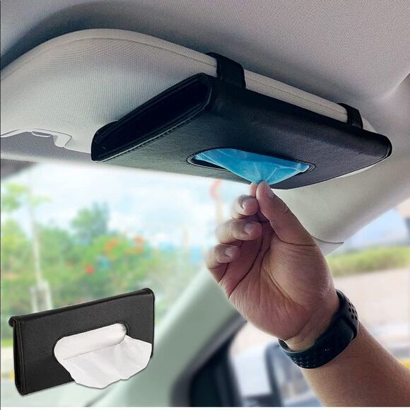 Car visor tissue, mask holder Black set of 2 NWT - Picture 1 of 9